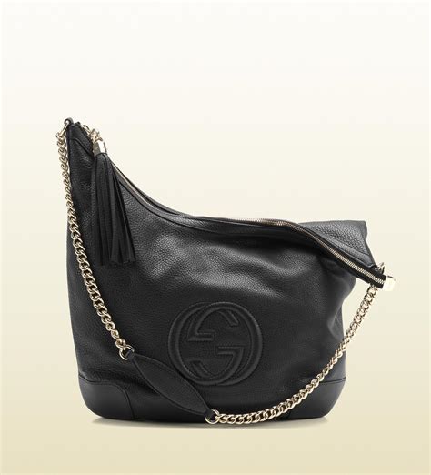 gucci soho leather chain shoulder bag black|Gucci soho denim bag.